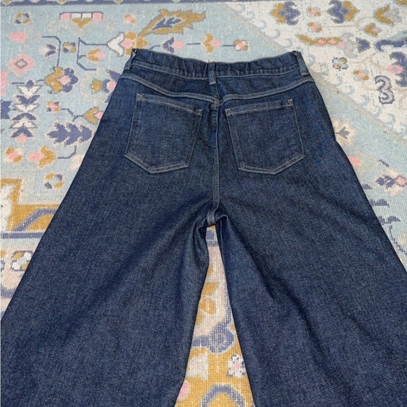 SPANX EveryWear Raw‎ Indigo Dark Blue Wide Leg Pull On Jeans Medium - Picture 9 of 10